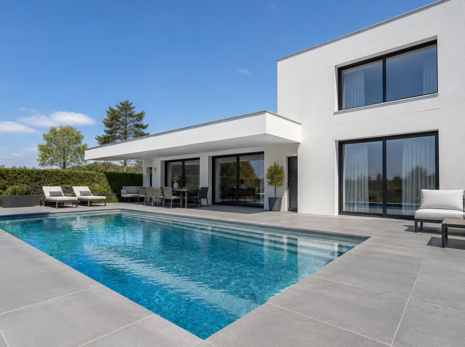 Inspiration: Moderner Pool mit klaren Linien